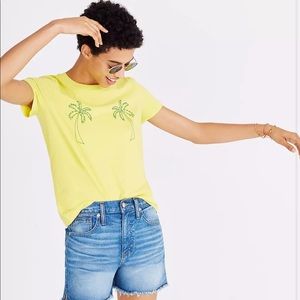 NWT Madewell - Embroidered Palm Radio Tee, Sunny bright yellow, Size M